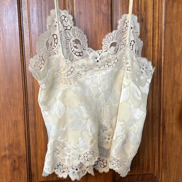 VINTAGE 70s Ladies Union Made in USA Lady Lynne Lingerie Camisole Ivory Lace | S - Picture 2 of 13